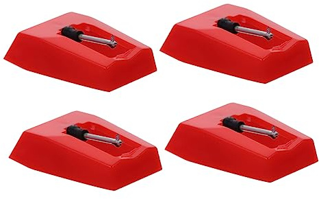 UKCOCO Phonograph Needles Replacement Stylus Record Player Accessories for Home Audio with Plastic Aluminum Design – Red 4pcs Set