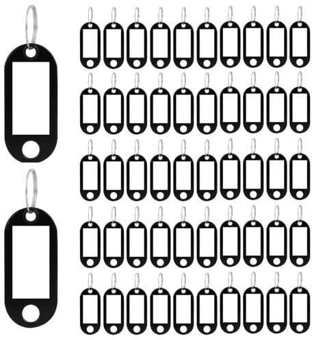 50 PCS Coloured Plastic Id Tags with Key Ring, Porte Clés Plastique Réutilisables Avec Fenêtre D’étiquette, Porte Clé Pour Valise, Hôtel, Voiture, Animaux, Usage Maison Ou Bureau
