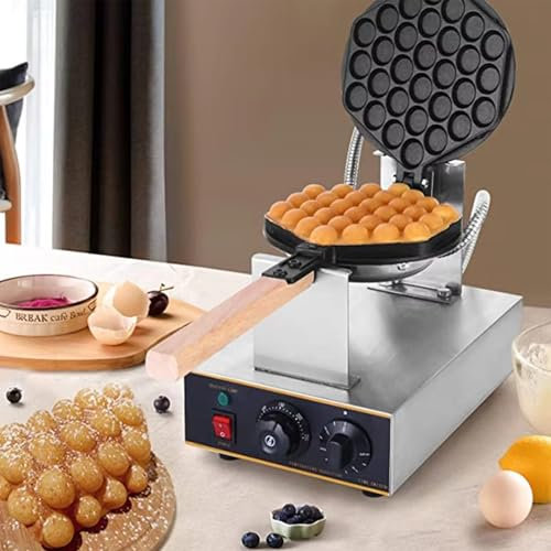 Bubble Waffle Maker, 1400W High Power with 180° Rotating Non-Stick Plates, Ideal for Commercial and Home Kitchens