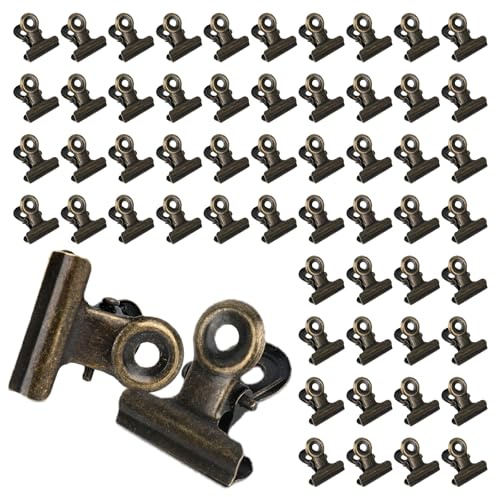 80 Stück Foldback Klammern Fotoklammern, klammern Metall Bulldogge, 22mm/0.87inch Binder Clips Multi-function Scharnier Clip für Fotos, Tüten, Küche, Briefklemmer Und Bürobedarf (Bronze)