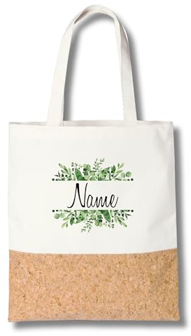 GRAZDesign Personalisierte Tragetasche mit Pilzen Motiv und Namen – Einkaufsbeutel aus Baumwolle & Kork – Geschenkidee für Lehrer, Kollegen