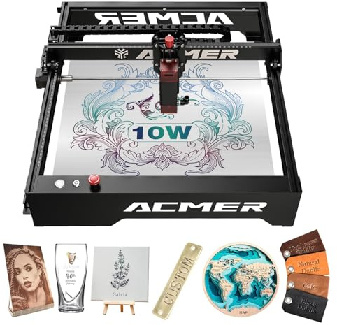 ACMER P1 Incisore Laser da 10 W, Laser Engraver Desktop, Macchina per Incisione Laser ad Alta Precisione da 0,06 mm per Legno, Acrilico, Pelle, Area Di Lavoro 410 X 400 mm