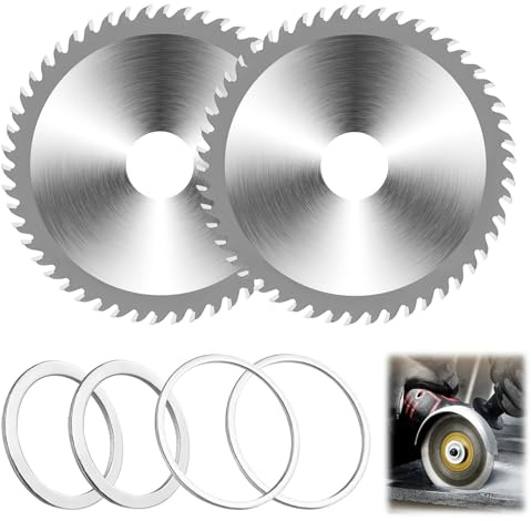2Pcs 115mm Circular Saw Blades, 40 Teeth Carbide Tipped Wood Cutting Disc with 22.23mm Bore, 16mm/20mm Reduction Rings, 4.5 Angle Grinder Saw for Woodworking Plastic Alloy Veneer Lumber Laminate