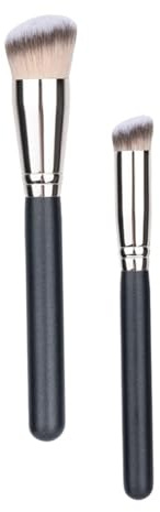 Healifty Cepillo de Maquillaje para Mujer 2 Piezas, Brocha Multiusos Ergonómica de Madera y Fibra Sintética Compatible Base Líquida, Polvo y Corrector