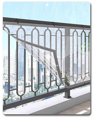Tenda in telone trasparente impermeabile Schermatura per balcone in PVC Copertura per balcone con fascette e corda in nylon per cortili e piscine(65x129cm)