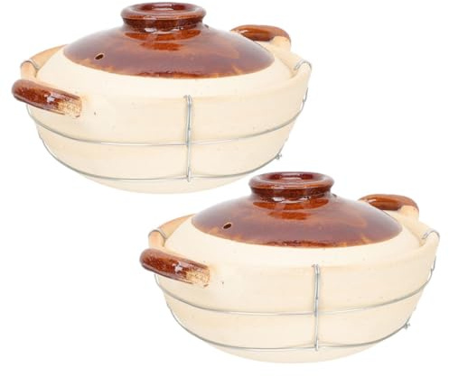NOLITOY Cazuela de Barro para Horno con Mango Seguro Olla de Barro Individual 0,5 L Blanca Utensilios de Cocina con Tapa para Guisos y Arroz Cazuela Redonda Multifuncional para Hogar