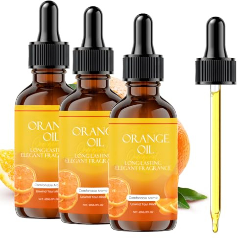 3 Botellas de Aceite de Naranja, Aceite Esencial Puro Y Natural Naranja, Aceite Esencial de Calidad Premium Naranja, Adecuado para Difusores De Aroma, Cuidado De La Piel, Masaje Y Baño, 60 ML