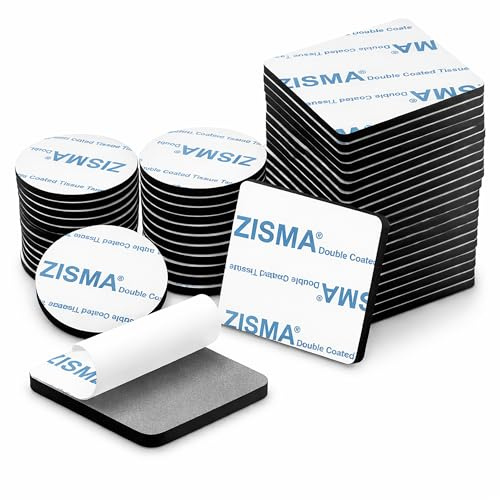 ZISMA Double Sided Sticky Pads 50 Pcs Heavy Duty Strong Mounting Adhesive Foam Pads Adhesive Waterproof Double Sided Tape Square (40mm x 40 mm) & Round (30mm)