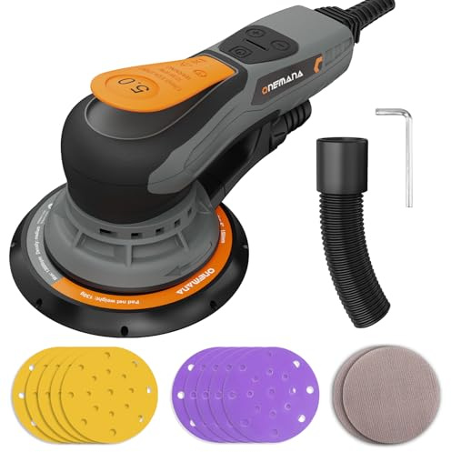 ONEMANA 150mm Random Orbital Sander: brushless Electric Sander, 5.0mm Orbit, 350W, 6-Speed (4-10k RPM), dust Collection, 150mm pad. As an Orbital Sander, It's a Sander for Wood & Sanding Machine
