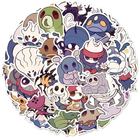 Hollow Knights Silksongs Stickers, 84 Pcs Chibi Figure Vinyl Waterproof Sticker Decals for Party, Water Bottle Scrapbook Laptop Skateboard Computer for Teens Students