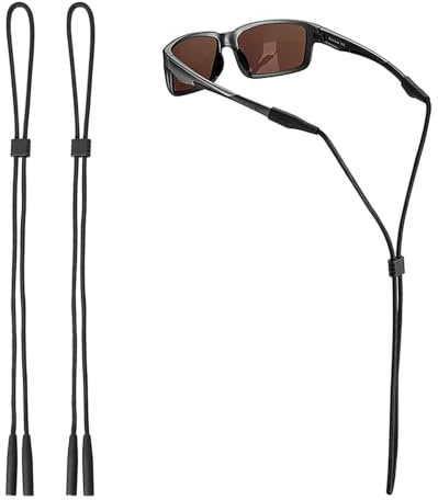 2 Correas para gafas de sol, cordón ajustable de silicona y algodón, para deportes, negro