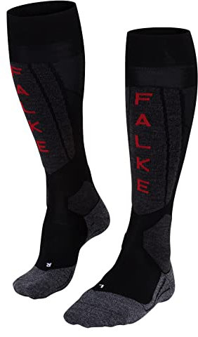 FALKE Damen Skisocken SK5 Expert W Kh Wolle Funktionsmaterial warm dünn 1 Paar, Schwarz Black-Mix 3010, 39-40
