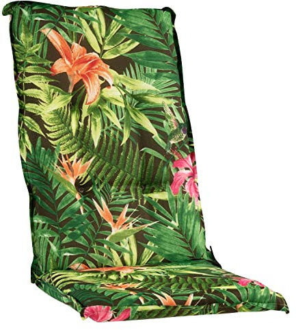 Hochlehner Sesselauflage Sitzpolster Gartenstuhlauflage Stuhlauflage Polsterauflage | 120 x 50 x 6 cm | Grün | Dschungelmuster | Baumwolle | Polyester