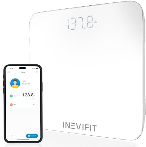 INEVIFIT Smart Bathroom Scale, Highly Accurate Bluetooth Digital Bathroom Body Weight Scale, Precisely Measures Weight & BMI for Unlimited Users