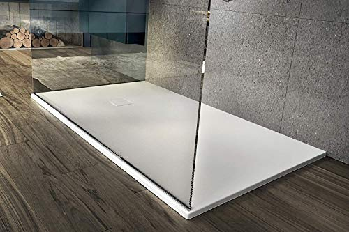 PIATTO DOCCIA EFFETTO PIETRA ARDESIA SMC RESINA 70x90 70x100 70x120 70x140 80x120 80x140 80x160 BEIGE TORTORA NERO ANTRACITE BIANCO GRIGIO (70x120cm, Bianco)