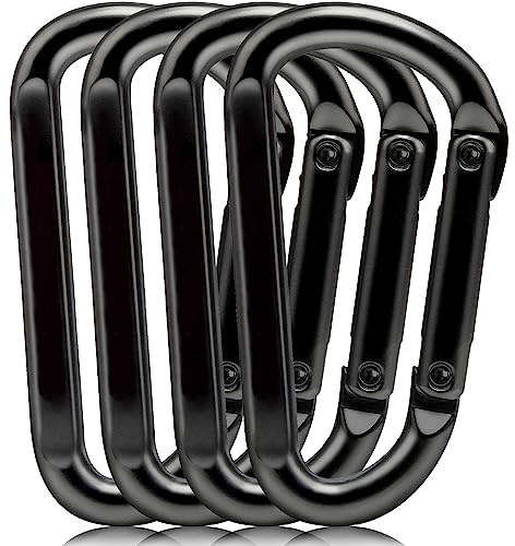EZYA Lot de 4 mousquetons Robustes de 390 kg, 7,6 cm, Crochets à Anneau en D – Porte-clés, Accessoires de Camping, randonnée, mousquetons pour Laisse de Chien, hamacs, balançoire de Yoga, Gym, etc