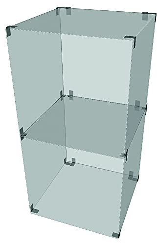Glassteckvitrine Glasregal „Mini“ m. Rückwand | Vitrine 2 Fächer Glasplatten 30x30cm Sicherheitsglas Verkaufsvitrine Ausstellungsvitrine Messevitrine Verkaufsregal Selbstbauvitrine
