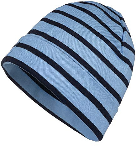 modAS Mütze Maritime Rollmütze Unisex für Kinder und Erwachsene – Ringelmütze Baumwollmütze mit Streifen in Royal/Weiß bis 52 cm Kopfumfang (Kleinkind)