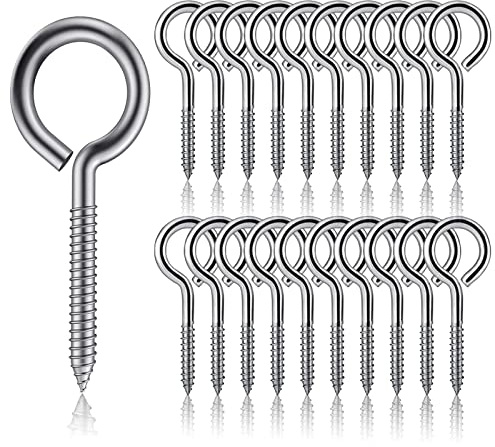 ZEACCT 20 Stück Schraubhaken Ösenschraube Stahl verzinkt Augenschrauben 55mm Schraubhaken Ösenschraube 304 Edelstahl Schraubösen Screw in Eye Hooks Ring selbstschneidende Schraube Ring