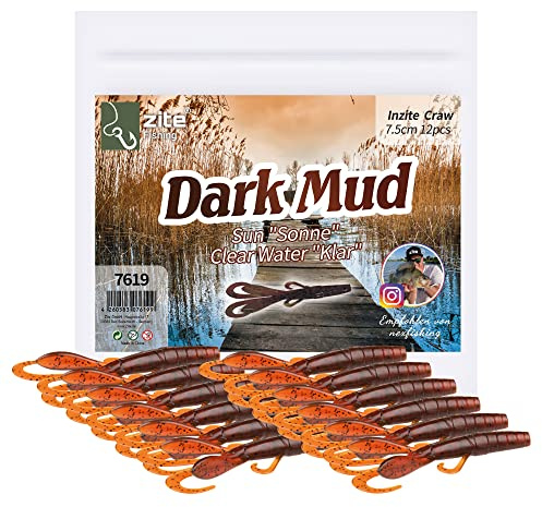 Zite Fishing Creature Bait Gummiköder Inzite Craw - 12 STK Drop Shot | Finesse Angelköder Barsch & Zander Angeln - Auch UV-Aktive Kunstköder Farben
