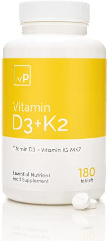 vP Vitality Pro Vitamin D3 4000 iu with Vitamin K2 100ug x 180 Tablets - Third Party Tested - Vitamin D Supplement with K2 MK7 - Vitality Pro
