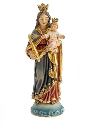 DRW Figura Virgen Auxiliadora Resina Pintada a Mano 8.5 cm
