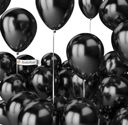 BIO Luftballons Schwarz [25 Stück] Glänzend/Chrome • Ø38cm XXL • MADE IN EU • Umweltbewusst & Kompostierbar Bio Ballons schwarz • 100% Naturlatex • Schwarze Ballons - Luftballons Geburtstag