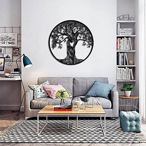LIKEUDO 50 cm Tree of Life Schwarz Metall Baum Des Lebens Deko Wohnzimmer Wanddeko Wandkunst Schlafzimmer Wikinger Lebensbaum