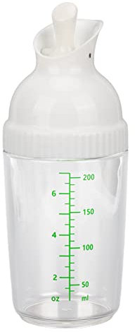200ml Salad Dressing Shaker Leakproof BPA Free Dishwasher Safe Sealed Spice Bottle Mixer for Sauce Marinade (White)
