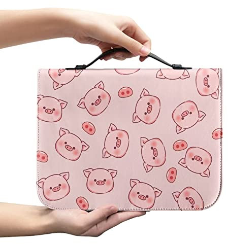SEANATIVE Bibelhülle Cartoon rosa Schwein Muster Bibeltasche mit Griff große Studie Bibeltasche Kirche Tragetasche für Frauen Mädchen Kinder