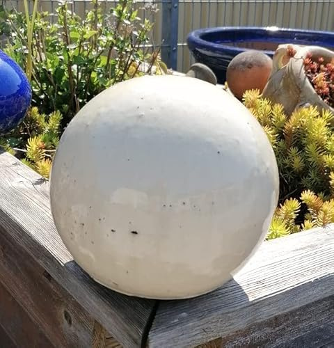 Generisch NEU !! Kugel ø ca. 20 cm aus frostfesten Steinzeug Keramik- beige glänzend glasiert Deko Garten
