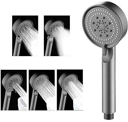 Pommeau de Douche Haute Pression Économie d'Eau 5 Modes Réglable, Économique, Douchette Salle de Bain (Grey)