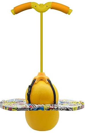 POGO Ball ist geeignet für Kinder und Erwachsene Tragfähigkeit: 100KG ausgeglichen und koordiniert Bouncing Pop Ball Cool Challenge Kinderspielzeug Herausforderung Geschenk (Yellow(Mit Handlauf))
