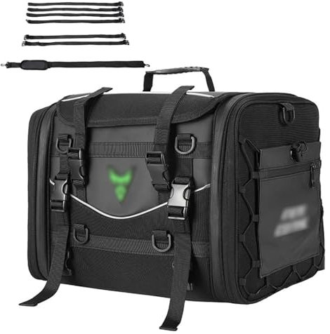 UZSPAC Motorrad Tasche Heck Wasserdicht Motorradhelm Tasche mit Großem Fassungsvermögen Kann Reflektierend Sein Erweiterbar Motorrad Pannier (Color : Green Logo, Size : S)