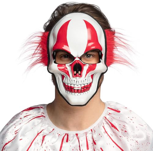 Boland 72369 - Horror Clown Maske mit Haaren, Faschingsmaske für Kostüme, Halloween, Karneval und Mottoparty