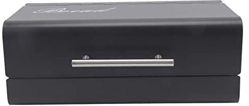 Panera, Caja De Pan De Gran Capacidad Contenedor De Almacenamiento De Pan De Metal Con Diseño De Puerta De Almeja Hermoso Práctico Para Panes Galletas Aperitivos(negro)