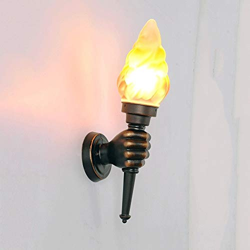 Retro Edad Media Antorcha creativa Luz de pared Bar clásico europeo Nostálgico Café Pasillo Llama Industrial Exterior Impermeable Lámpara de pared Decoración exterior americana Porche Linterna Aplique