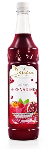 Delicia Grenadine Sirup 1L - Getränkesirup für Cocktails, Mocktails, Limonade & Desserts - Grenadine Sirup für Getränke und Toppings