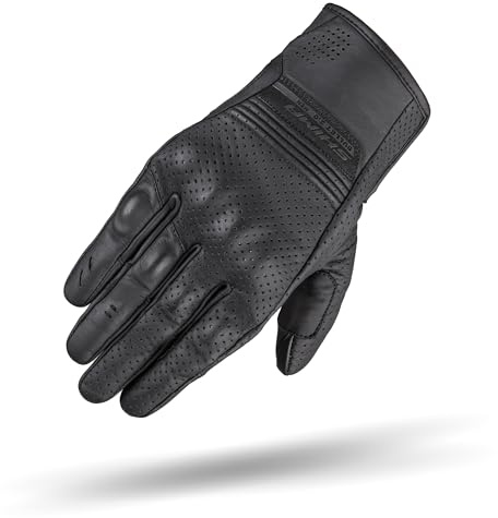 SHIMA BULLET Motorrad Handschuhe Herren Leder Kurze Sommer Motorradhandschuhe Schutz Touchscreen Stadt Lederhandschuhe Motorcycle Belüftet Verstärkt Perforiertes Leicht (Männer, Schwarz, M)