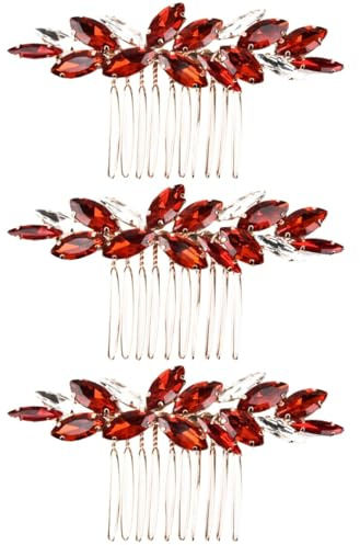 MAGICLULU Braut Haarkamm Kristall Haarschmuck Für Hochzeit Abendparty Bankett Weihnachten Und Neujahrsfeier 3Er Set Einfach Zu Tragen Für Bräute Und Brautjungfern