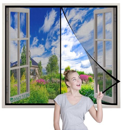 Magnetic Fly Screen Window 50x60cm Black Magnetic Fly Screen for Window Mesh,Magnetic Window Fly Screen Net Without Drilling for All Kinds of Window