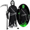 KYOEOE Costume da Tristo Mietitore per bambini con falce e catena in vita, costume di Halloween deluxe fosforescente Costume da Tristo Mietitore per Halloween e Carnevale in maschera