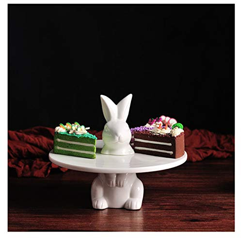 OZBME Alzate per Il tè pomeridiano, Ceramica di Coniglio Tortiera Espositore per Dessert Vassoio Festa di Nozze Soggiorno Cucina Piatto Decorativo Alzata per Torta (Colore: 25,5 cm)