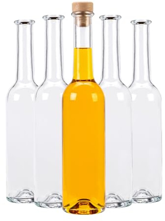 SUPERBUTELKI.PL FENICE - Bottiglia di olio da 350 ml, set da 10 pezzi, bottiglia di vetro per olio d'oliva, vino o liquore, bottiglia di olio d'oliva vuota con tappo di sughero, bottiglia di vetro