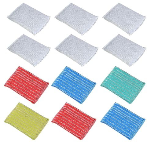 VEHYEGOI 12-Piece Wire Cloth Wire Brushes, Scouring Pads, Scrubbers, Scratch-Free Scrubbers, Sponge Scrubbers, Non-Scratch Scrubbers