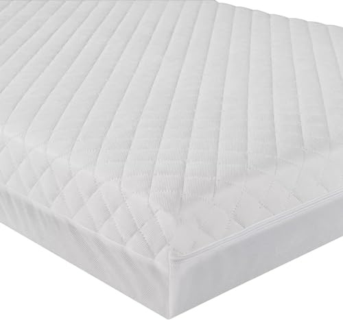 Brillars Baby Cot Bed Mattress Breathable Toddler Foam Quilted Removable/Washable Cover Anti Allergic (160cm x 80cm x 13cm)