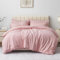 Aisbo Double Duvet Covers Set Pink - 3Pcs Bedding Set Double Bed Soft Brushed Microfiber Quilt Cover with 2 Pillowcases