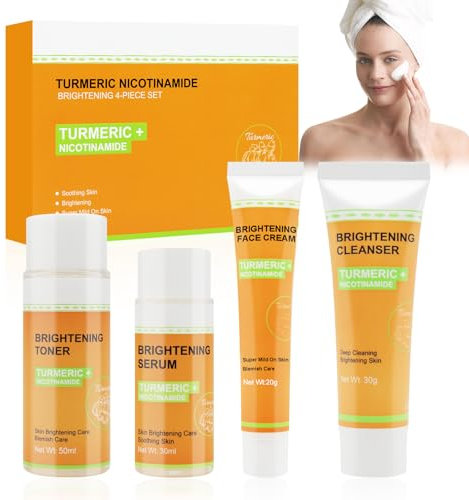 MINGRUO Set per la Cura del Viso Alla Curcuma, Skin Care Curcuma, Skin Care Kit Viso, Kit di Bellezza alla Turmeric, kit per la cura della pelle alla curcuma, nutre e idrata la pelle luminosa