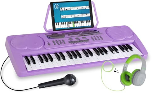 McGrey BK-4910VT Clavier Avec Microphone Et Casque Pour Enfants, 16 sons | Clavier pour débutants avec 49 touches, 10 rythmes, 8 sons de percussion, 6 morceaux démo, Réglage du volume sur 8 niveaux