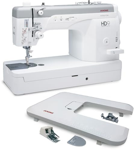 Janome Weiße HD9 Hochleistungs-Hochgeschwindigkeits-Nähmaschine, mit Bonus-Bundle-Quilten, Metall-Kunststoff
